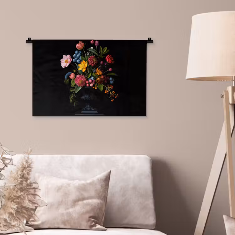 Bloemen - Vrolijk - Vaas Wandkleed katoen klein -sfeer4