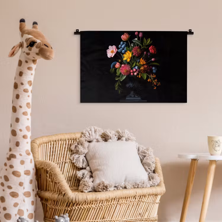 Bloemen - Vrolijk - Vaas Wandkleed katoen klein -wsfeer5_kind