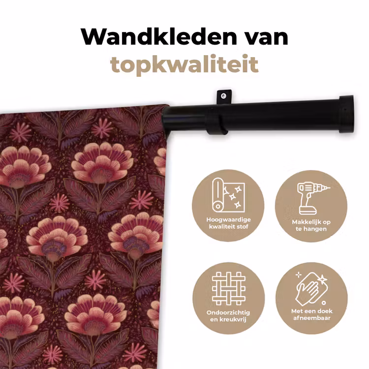 Bloemen - Waaier - Paars Wandkleed katoen klein 269 -sfeer2