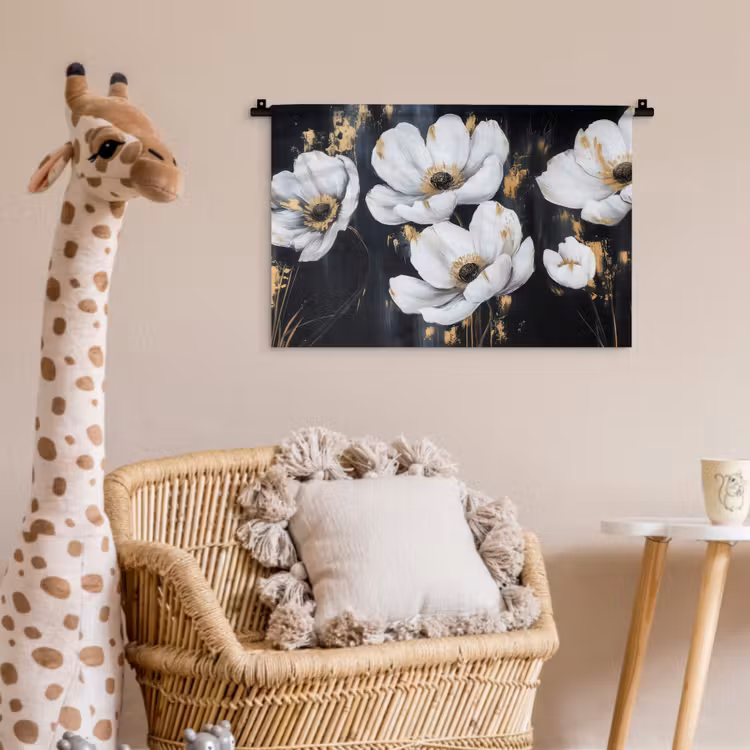 Bloemen - Wit - Abstract Wandkleed katoen klein -wsfeer5_kind