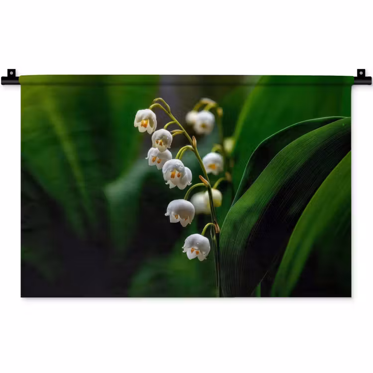 Bloemen - Wit - Bladeren - Lelietjes Wandkleed katoen klein -zz3d