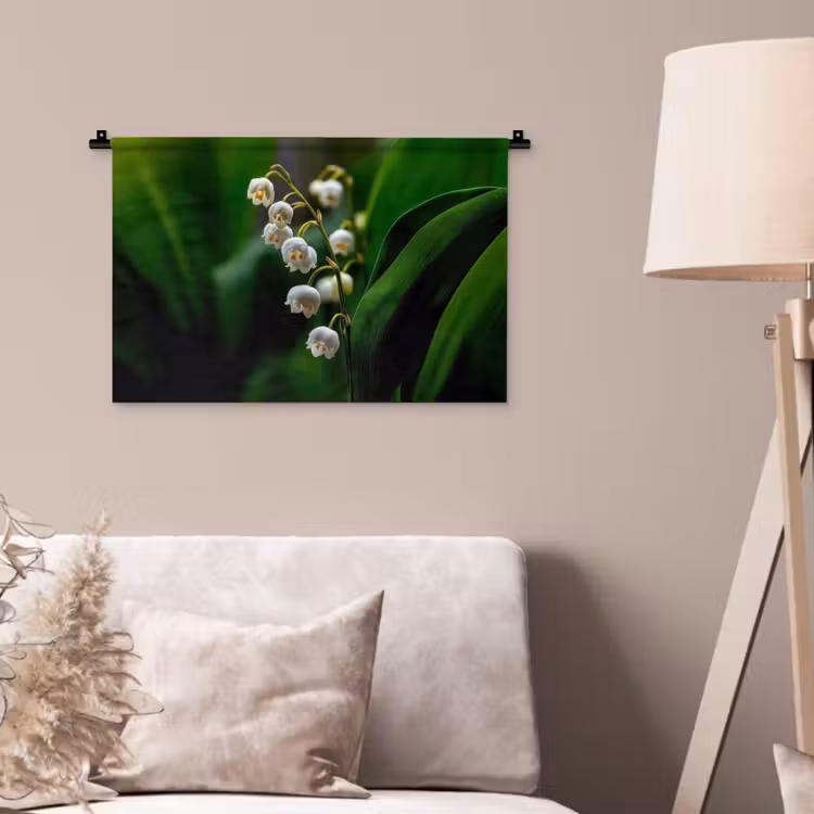 Bloemen - Wit - Bladeren - Lelietjes Wandkleed katoen klein -sfeer4
