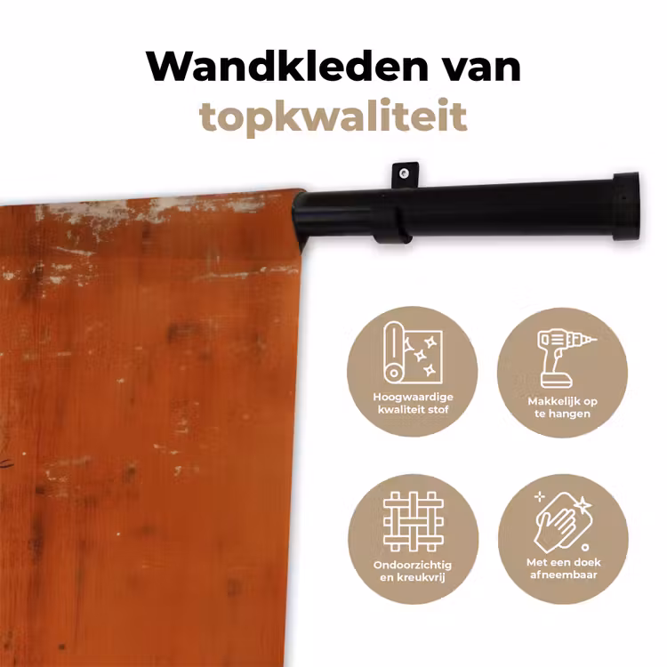 Bloemen - Wit - Subtiel - Roestkleur Wandkleed katoen klein -sfeer2