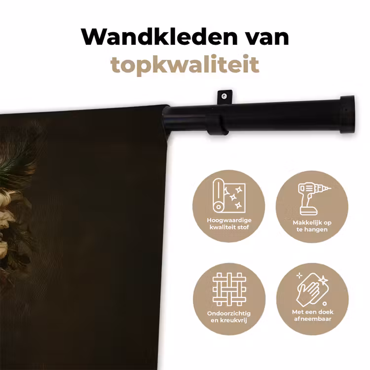 Bloemenhoed - Portret - Vrouw Wandkleed katoen klein -sfeer2