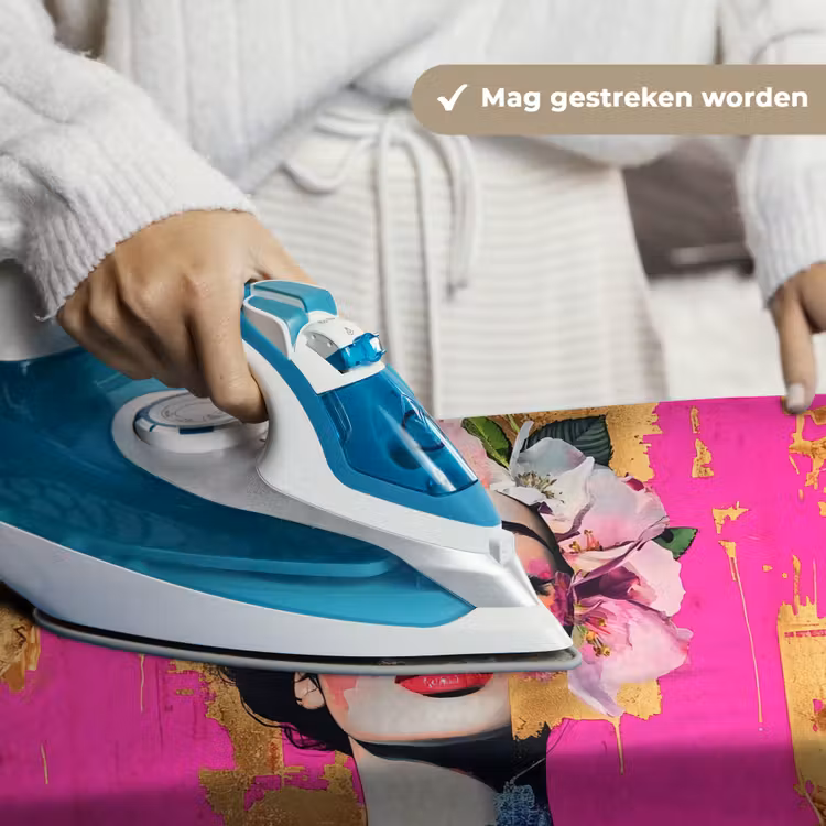 Bloemenkroon - Goud - Vrouw - Portret Wandkleed katoen klein -sfeer9