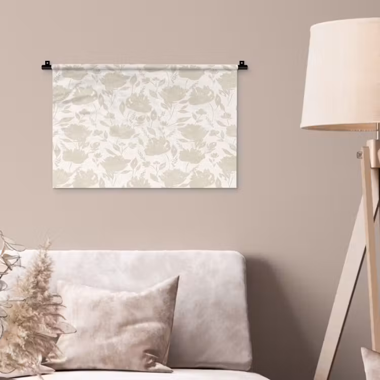 Bloemenpatroon - Silhouet - Wit Wandkleed katoen klein 269 -sfeer4