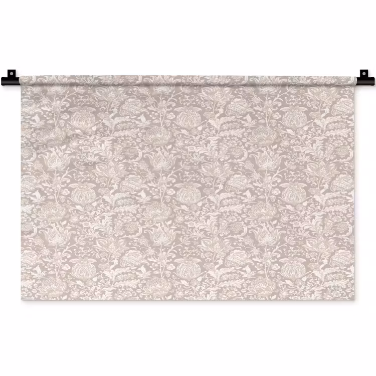 Bloemenprint - Grijs - Crème Wandkleed katoen klein 269 -zz3d