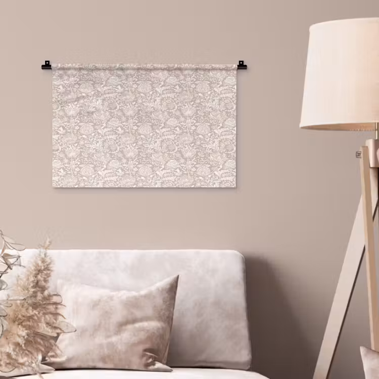 Bloemenprint - Grijs - Crème Wandkleed katoen klein 269 -sfeer4