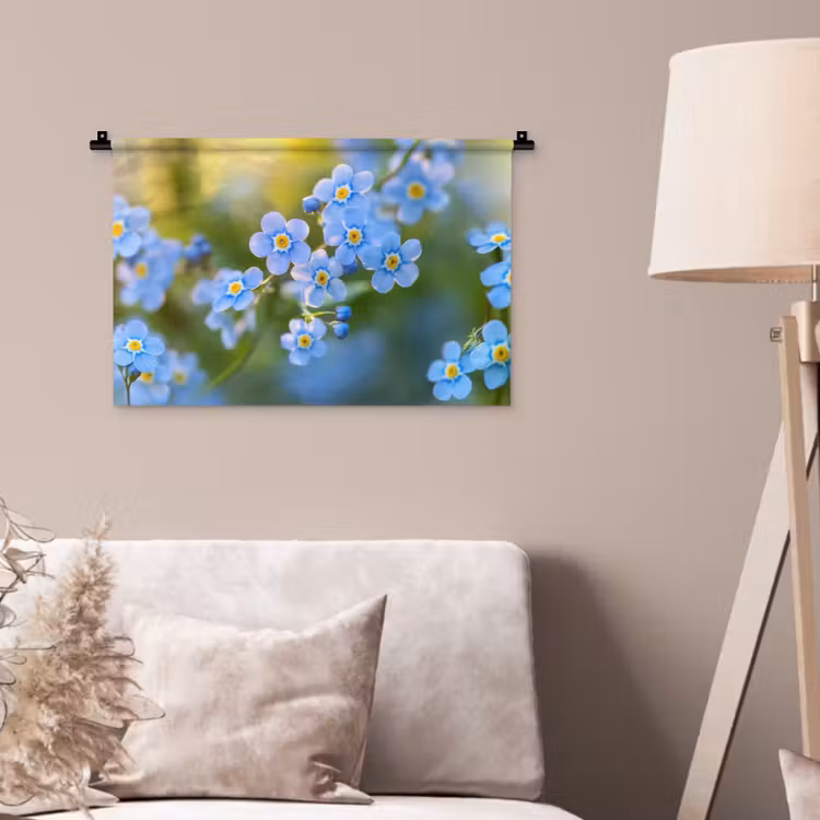 Bloemetjes - Blauw - Vergeet mij nietjes Wandkleed katoen klein -sfeer4