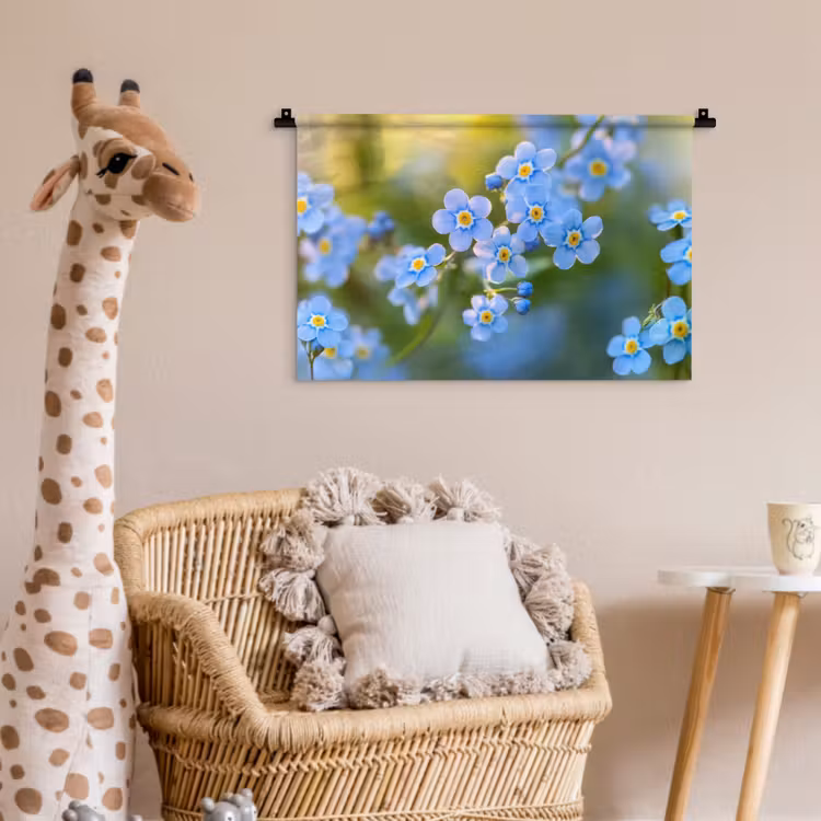 Bloemetjes - Blauw - Vergeet mij nietjes Wandkleed katoen klein -wsfeer5_kind