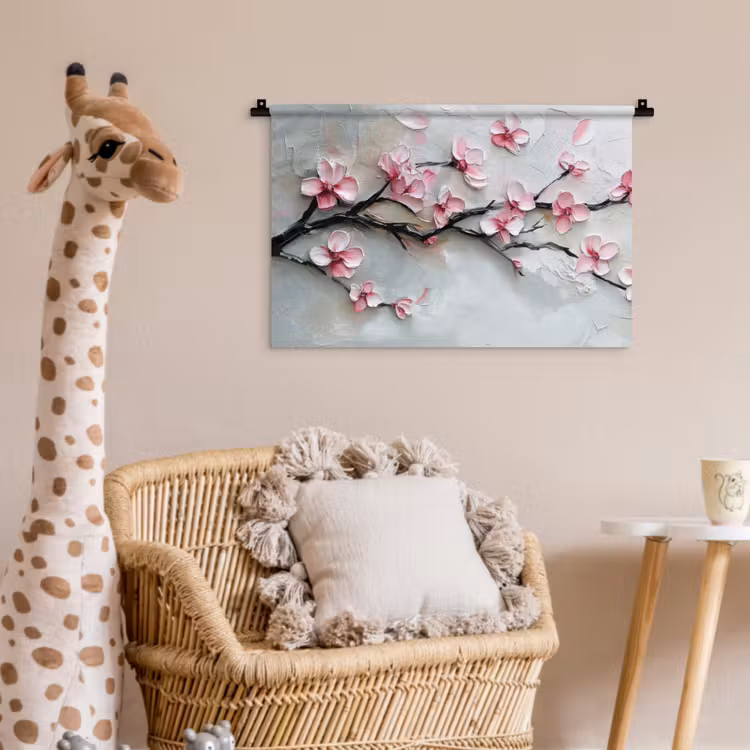 Bloesem - Kunstzinnig - Roze - Sakura Wandkleed katoen klein -wsfeer5_kind