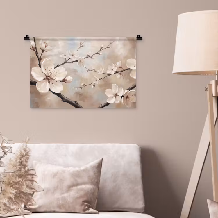Bloesem - Takken - Schilderij - Beige - Serene Wandkleed katoen klein -sfeer4