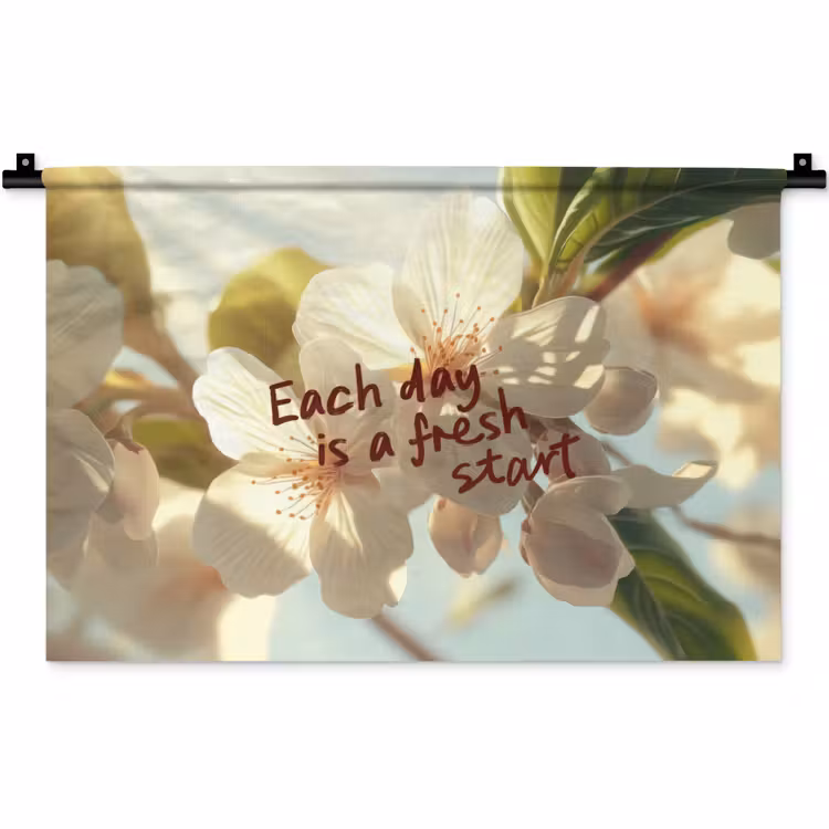 Bloesems - Zonlicht - Quote - Wit Wandkleed katoen klein -zz3d