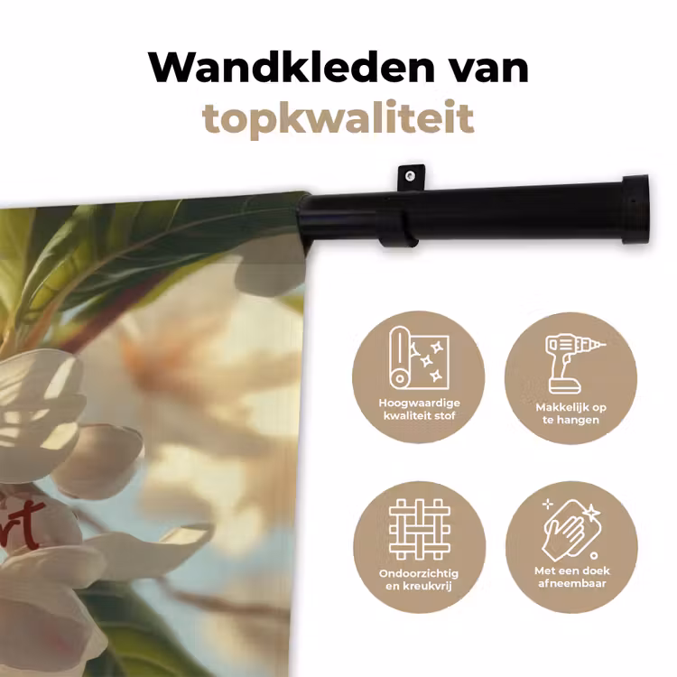 Bloesems - Zonlicht - Quote - Wit Wandkleed katoen klein -sfeer2