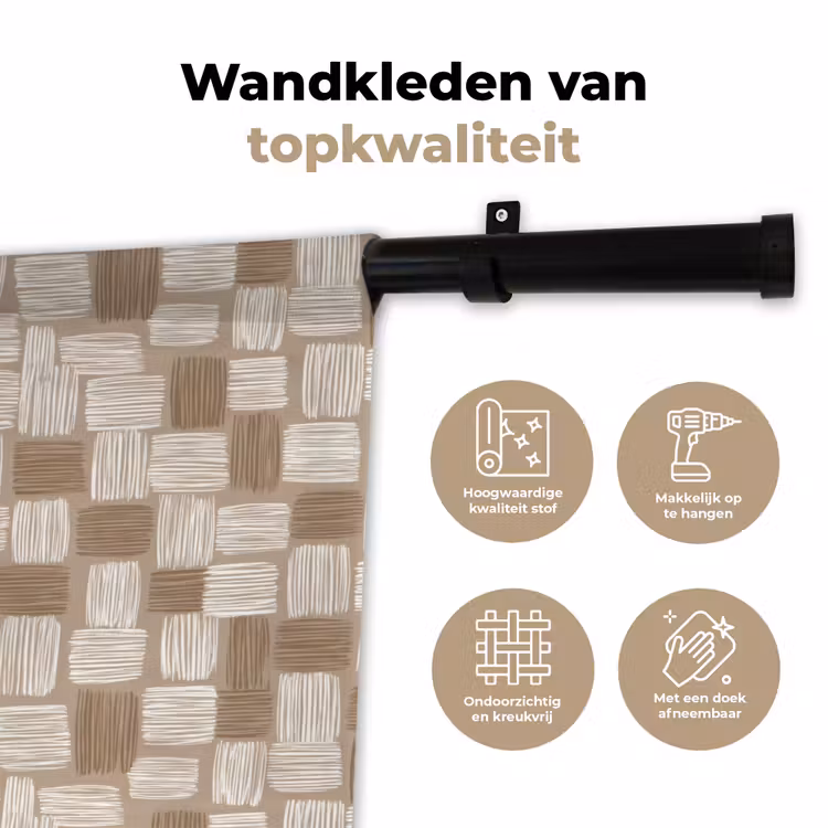 Blok - Patroon - Bruin Wandkleed katoen klein 269 -sfeer2