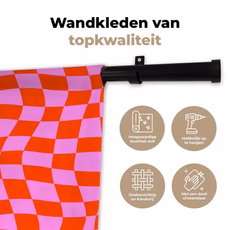 Blokken - Roze - Rood - Patroon Wandkleed katoen klein 269 -sfeer2