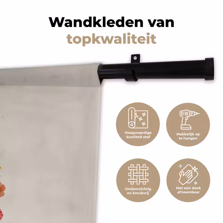 Boeken - Stapel - Bloemen - Kleurrijk Wandkleed katoen klein -sfeer2