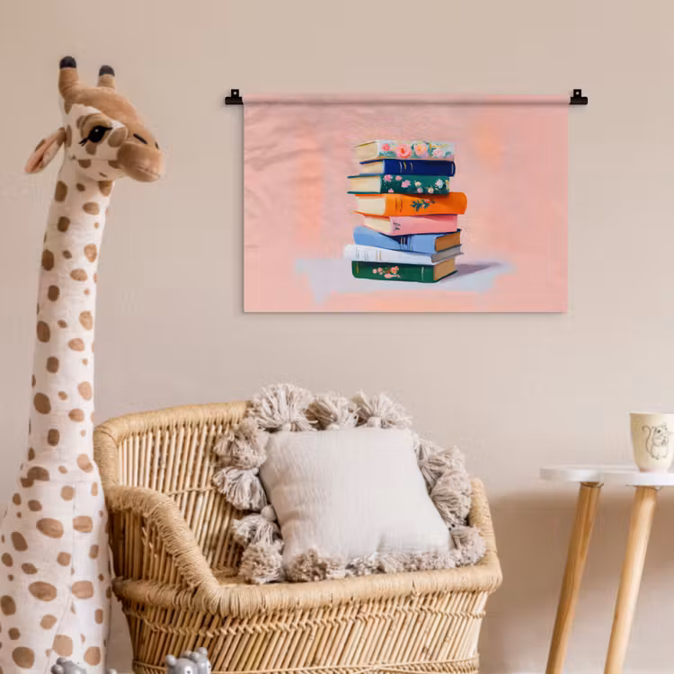 Boeken - Stapel - Kleurrijk Wandkleed katoen klein -wsfeer5_kind