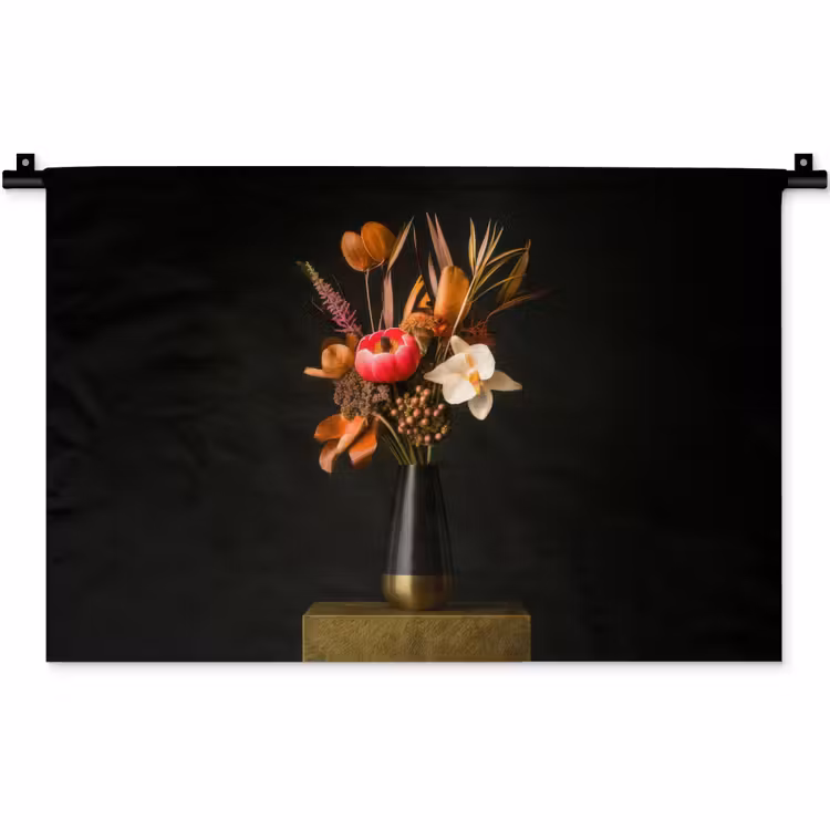 Boeket - Oranje - Gouden - vaas Wandkleed katoen klein -zz3d