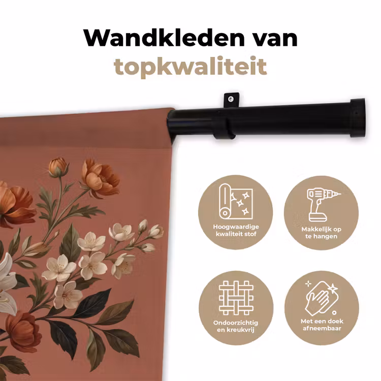 Boeket - Retro - Kleurrijk Wandkleed katoen klein -sfeer2