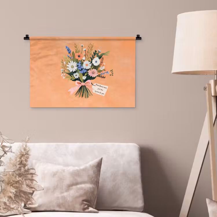 Boeket - Strikje - Quote Wandkleed katoen klein -sfeer4