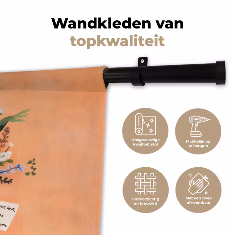 Boeket - Strikje - Quote Wandkleed katoen klein -sfeer2