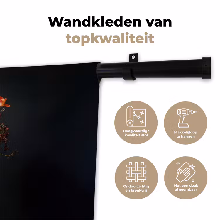 Boeket - Tulpen - Vaas - Rood Wandkleed katoen klein -sfeer2