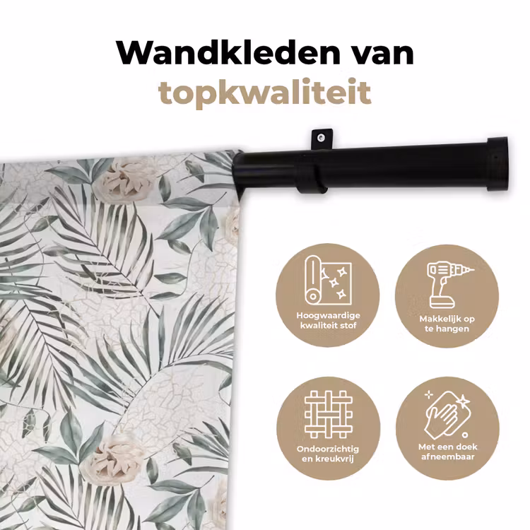 Bohemian - Bloemen - Bladeren - Jungle - Tropical Wandkleed katoen klein -sfeer2