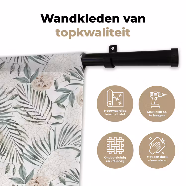 Boho - Jungle - Bloemen - Bladeren Wandkleed katoen klein -sfeer2