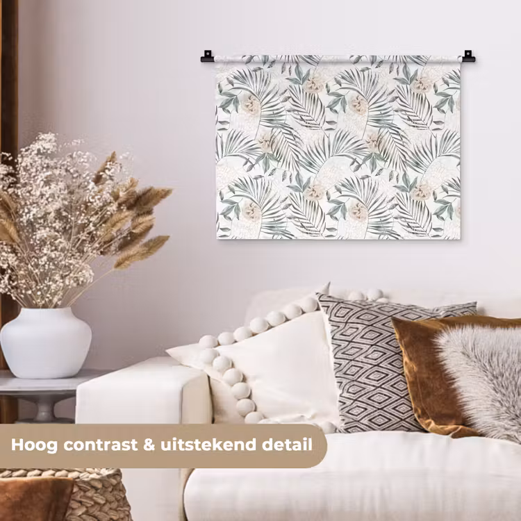 Boho - Jungle - Bloemen - Bladeren Wandkleed katoen klein -sfeer1
