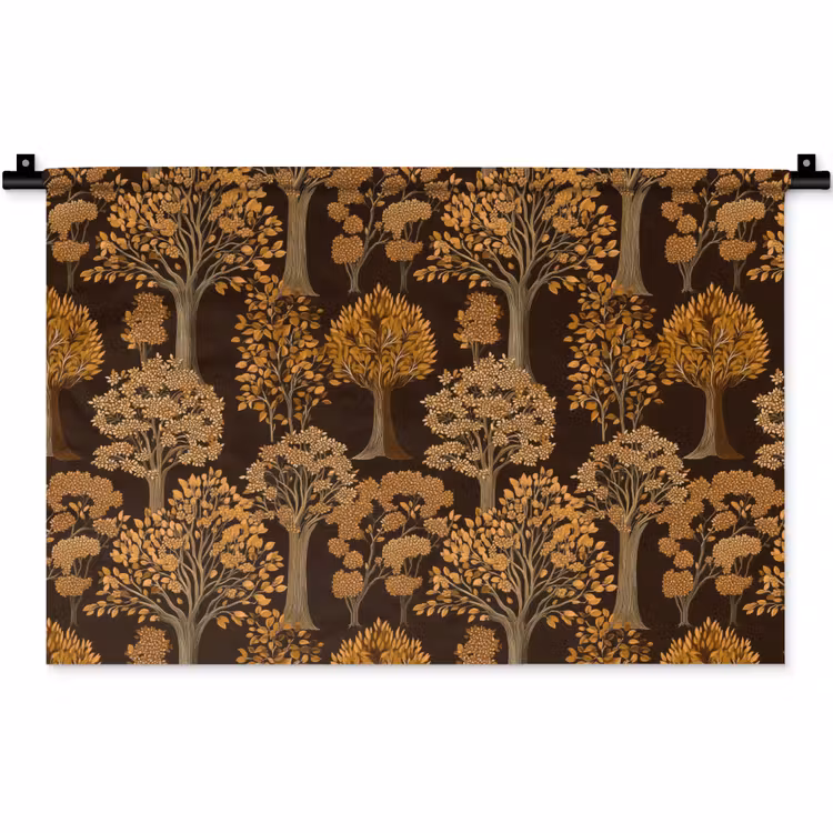 Bomen - Patroon - Bruin Wandkleed katoen klein 269 -zz3d
