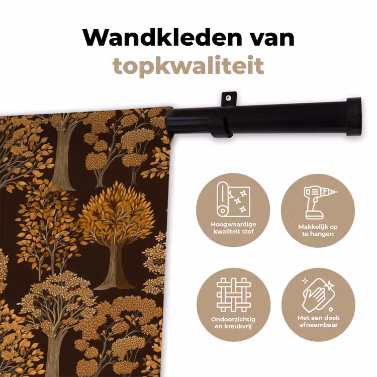 Bomen - Patroon - Bruin Wandkleed katoen klein 269 -sfeer2