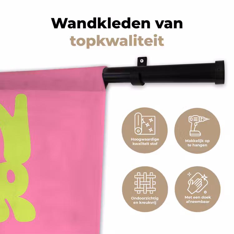 Bonjour - Roze - Fel groen Wandkleed katoen klein -sfeer2