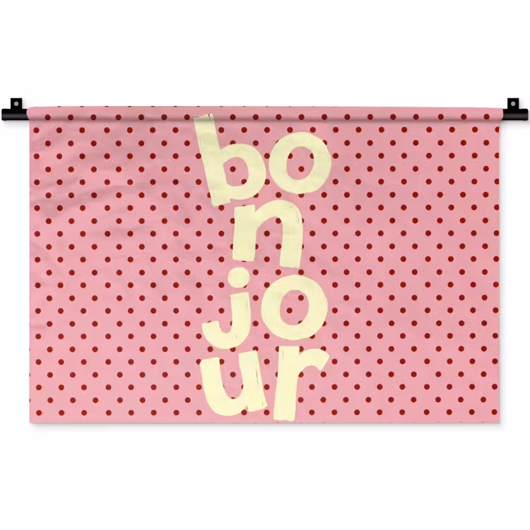 Bonjour - Stippen - Roze- Geel Wandkleed katoen klein -zz3d