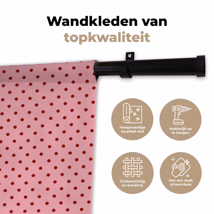 Bonjour - Stippen - Roze- Geel Wandkleed katoen klein -sfeer2