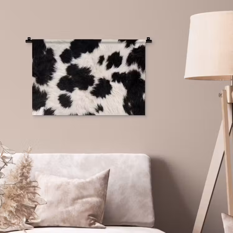 Bont - Textuur - Zwart - Wit Wandkleed katoen klein -sfeer4