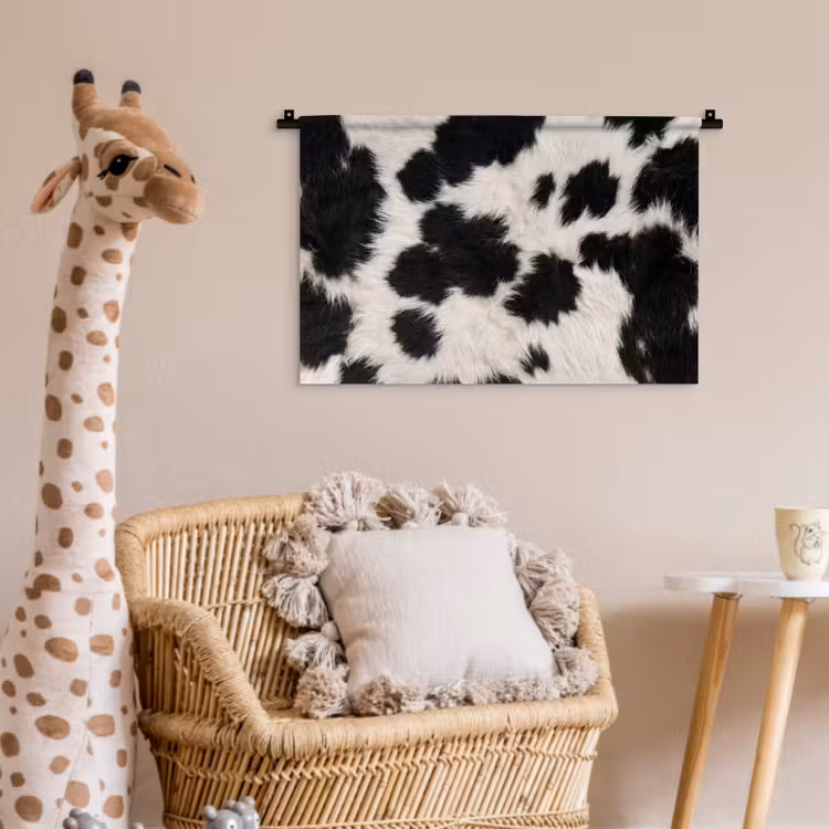 Bont - Textuur - Zwart - Wit Wandkleed katoen klein -wsfeer5_kind