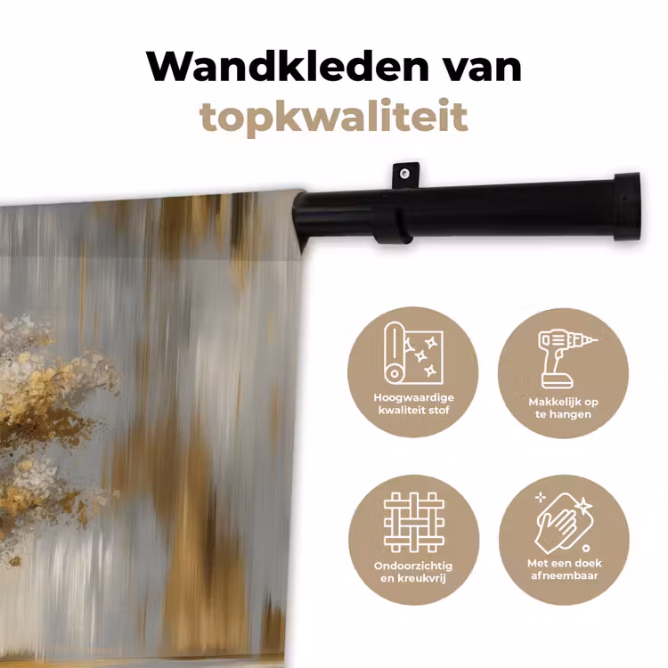 Boom - Bladeren - Abstract - Wit Wandkleed katoen klein -sfeer2