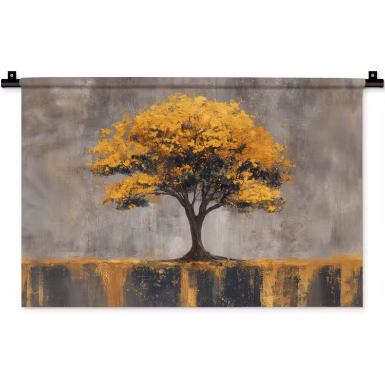 Boom - Bladeren - Goud - Abstract Wandkleed katoen klein -zz3d