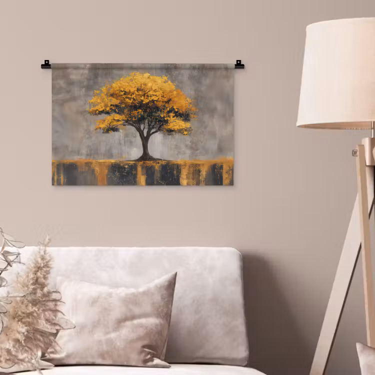 Boom - Bladeren - Goud - Abstract Wandkleed katoen klein -sfeer4