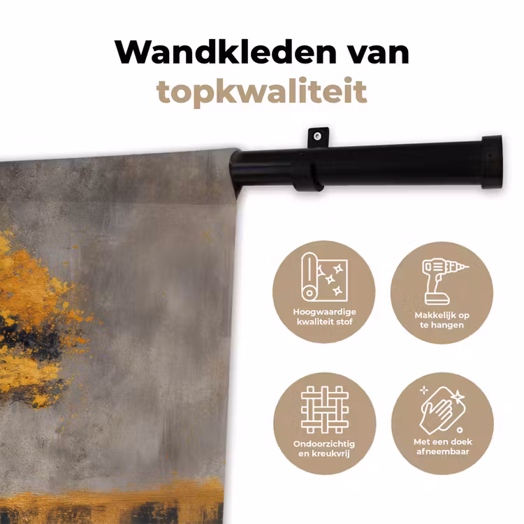 Boom - Bladeren - Goud - Abstract Wandkleed katoen klein -sfeer2