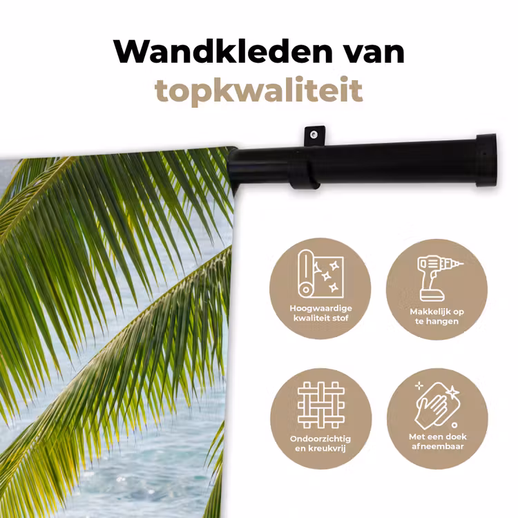 Boom - Bladeren - Water - Tropisch - Groen Wandkleed katoen klein -sfeer2
