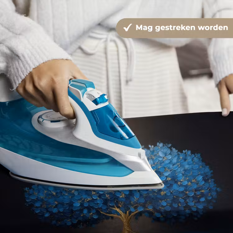 Boom - Blauw - Bladeren - Penseelstreken Wandkleed katoen klein -sfeer9