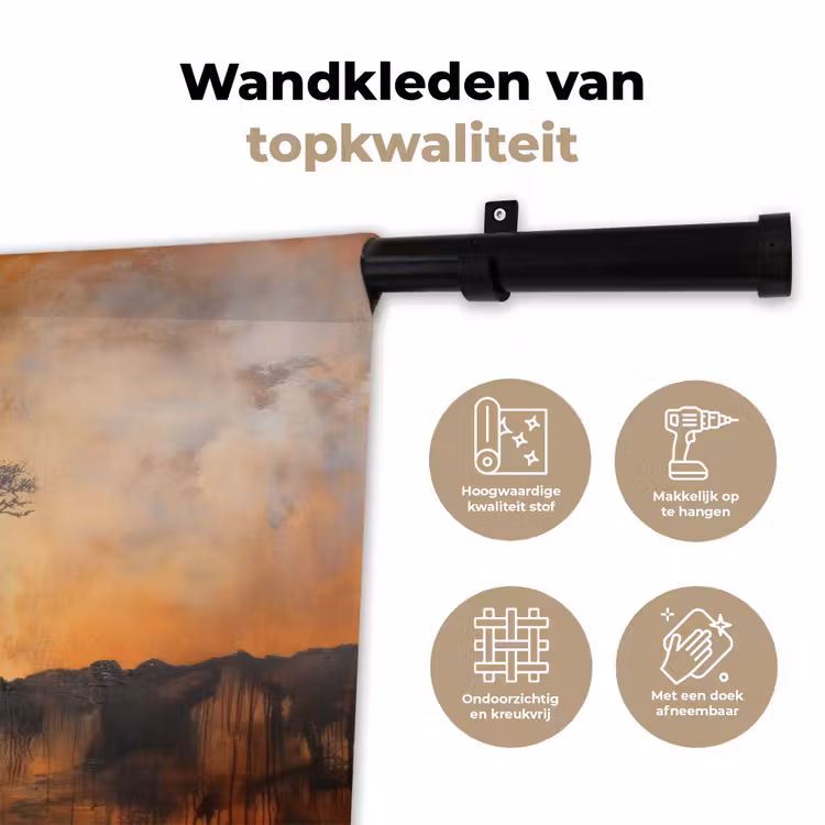Boom - Landschap - Oranje Wandkleed katoen klein -sfeer2