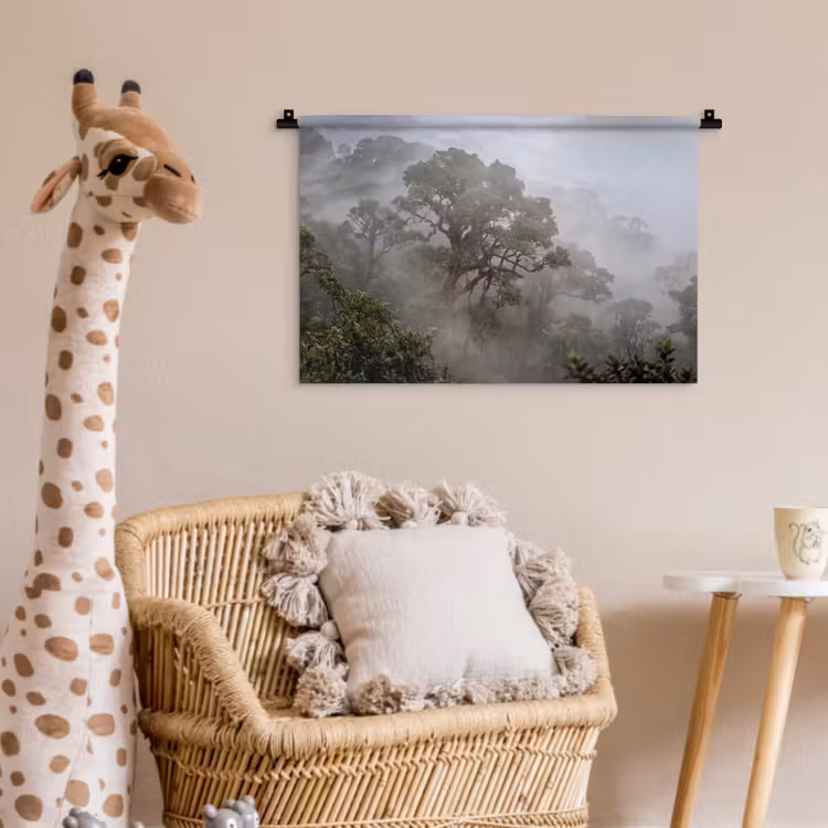 Boom - Mistig - Bos - Groen - Natuur Wandkleed katoen klein -wsfeer5_kind