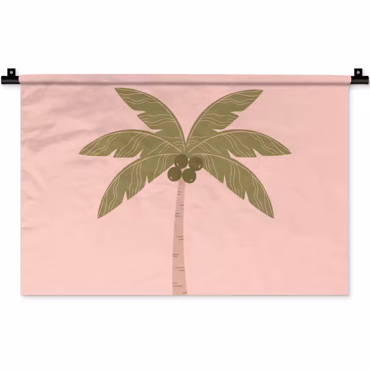 Boom - Palm - Natuur - Illustratie - Roze Wandkleed katoen klein -zz3d