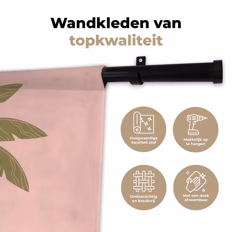 Boom - Palm - Natuur - Illustratie - Roze Wandkleed katoen klein -sfeer2