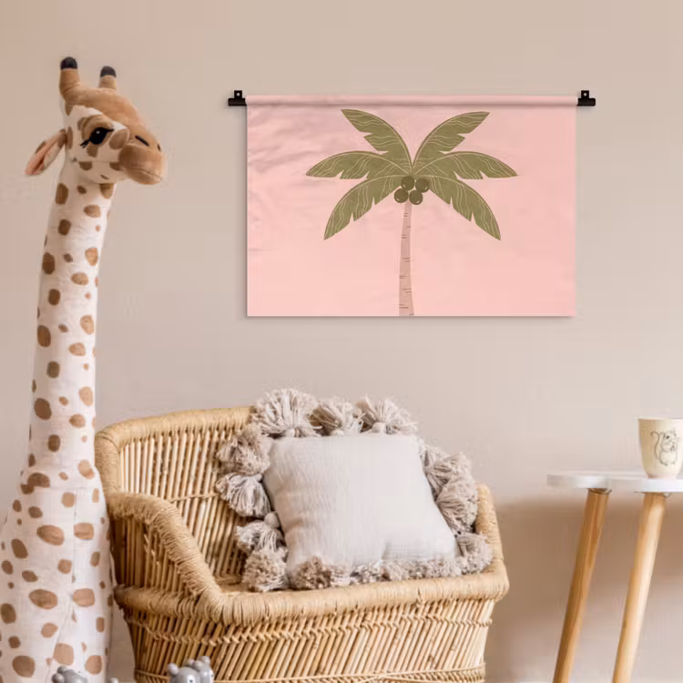 Boom - Palm - Natuur - Illustratie - Roze Wandkleed katoen klein -wsfeer5_kind