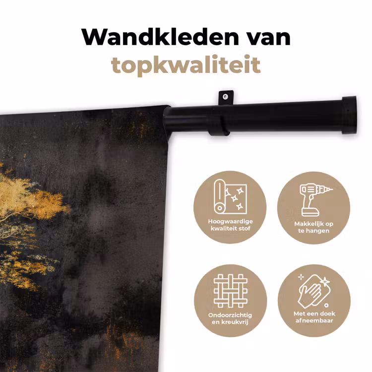 Boom - Schilderij - Goud - Abstract Wandkleed katoen klein -sfeer2
