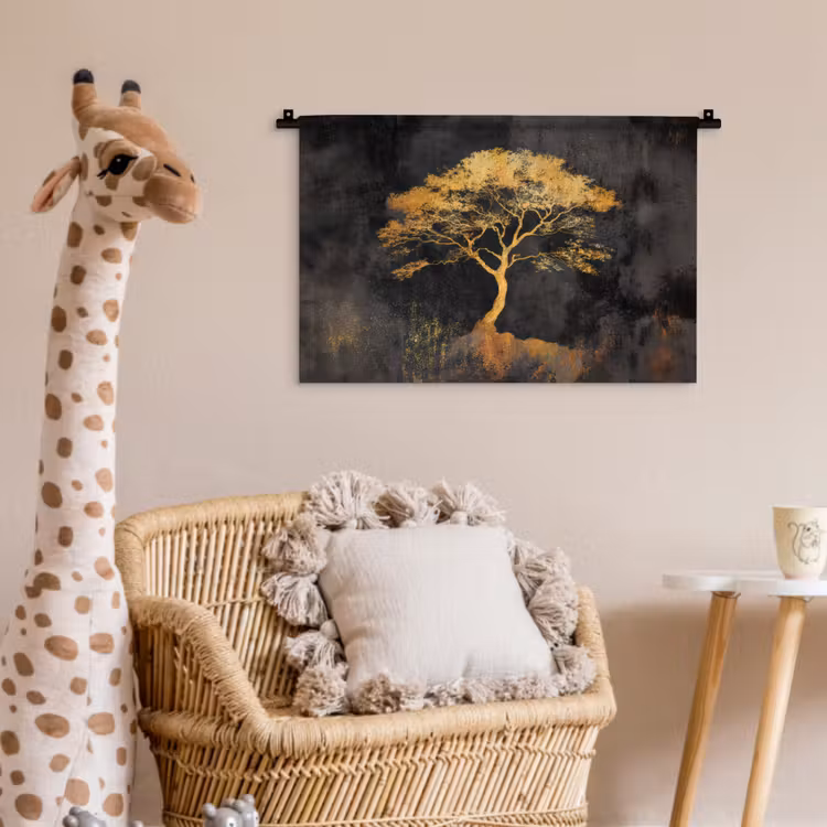 Boom - Schilderij - Goud - Abstract Wandkleed katoen klein -wsfeer5_kind